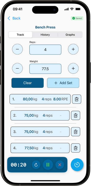 Workout logging interface